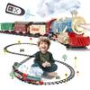 JQ JUQU Remote Control Train Set for Kids Ages 3-8, Electric Toy Train with Steam, Lights & Sounds, Includes 17 Tracks & Rechargeable Battery for Indoor Play view 1