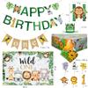 Tsoifu Safari 1st Birthday Decorations for Boy Wild One Backdorp Happy Birthday Banner Jungle Themed Tablecloth Balloon Garland Kit view 3