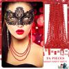 Junkin 24 Pcs Red Mardi Gras Beads 33'' 7 mm Metallic Party Beaded Necklaces Bulk Garland Costume Accessory for Halloween Christmas New Year Operation Showbox Carnival Party Favor view 4