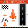 Remagr 26Pcs Race Car Party Decoration Include 1 Welcome Fans Backdrop 8 Mini Traffic Safety Cones 16 Racing Checkered Flags Long Racetrack Floor Running Mat for Theme Birthday Supplies view 2