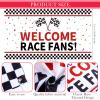 Remagr 26Pcs Race Car Party Decoration Include 1 Welcome Fans Backdrop 8 Mini Traffic Safety Cones 16 Racing Checkered Flags Long Racetrack Floor Running Mat for Theme Birthday Supplies view 3