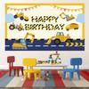 Construction Theme Happy Birthday Decoration Digger Excavator Truck Banner Dump Truck Excavator Crane Birthday Backdrop Photography Background for Boy Kids Children Party Decorations view 3