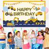 Construction Theme Happy Birthday Decoration Digger Excavator Truck Banner Dump Truck Excavator Crane Birthday Backdrop Photography Background for Boy Kids Children Party Decorations view 4