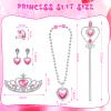 Cindeer 18 Sets Princess Jewelry Toys with Princess Crown Wand Necklace Earrings Rings Kids Jewelry for Girls Dress up Party Favors Blue Pink Purple 3 Colors view 2