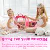 Cindeer 18 Sets Princess Jewelry Toys with Princess Crown Wand Necklace Earrings Rings Kids Jewelry for Girls Dress up Party Favors Blue Pink Purple 3 Colors view 4