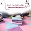 12 X 12 Inch Interlocking Carpet Tiles,10 Pieces EVA Foam Mats, Soft Fluffy Plush Area Rugs Floor Tiles, Puzzle Play Mat for Living Room Bedroom,Grey+Green view 2