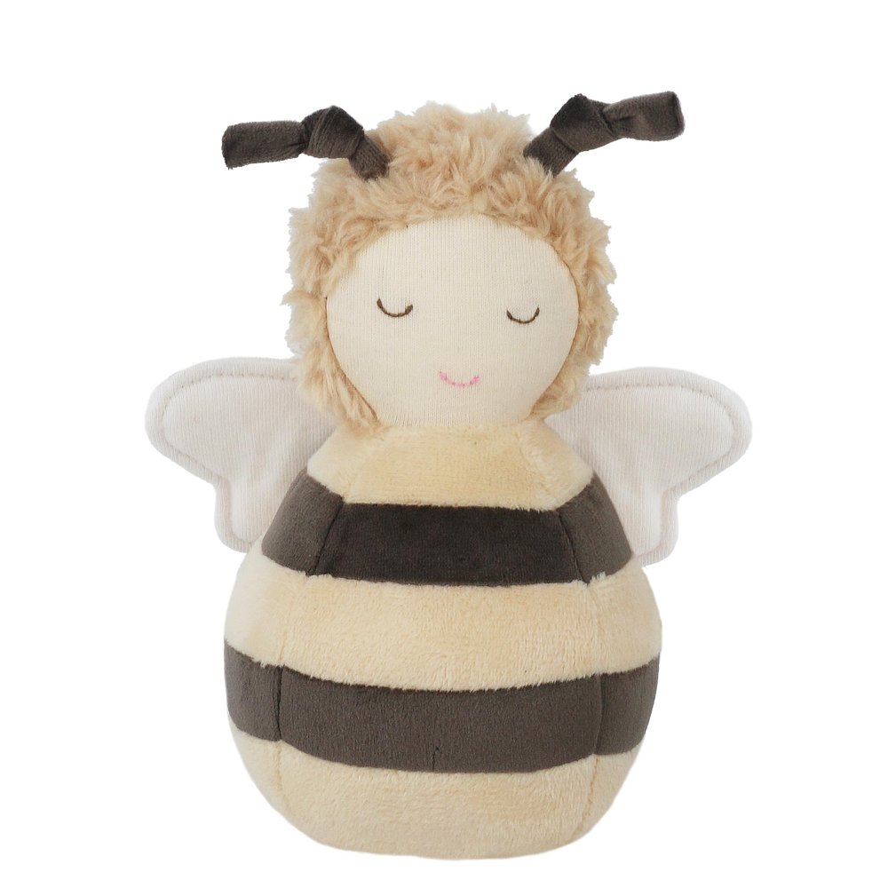 MON AMI Honey Bee Chime Activity Toy | 7-Inch Soft Velour Baby Sensory Toy | Perfect Newborn Essentials | Cute Nursery & Playroom Dcor