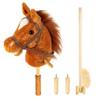 Morytale Stick Hobby Horse Riding Toy, Plush Stick Horse for Toddlers Ages 3+, Horses Ride on Toy Fun Pretend Play with Wooden Wheels and Real Pony Clip-Clop Sounds 39 Inches-Light Brown view 1