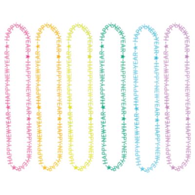 Happy New Year Glow Necklaces - 16" (Pack of 6) - Assorted Color Festive Plastic Necklaces - Perfect for NYE Celebrations