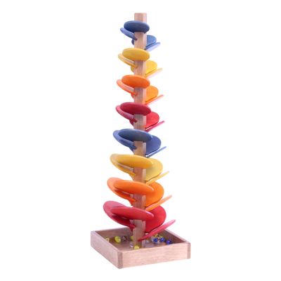 AmishToyBox.com Marble Tree Wooden Toy - CPSIA-Approved Child-Safe Finish - Pack of Marbles Included (Circus Splash)