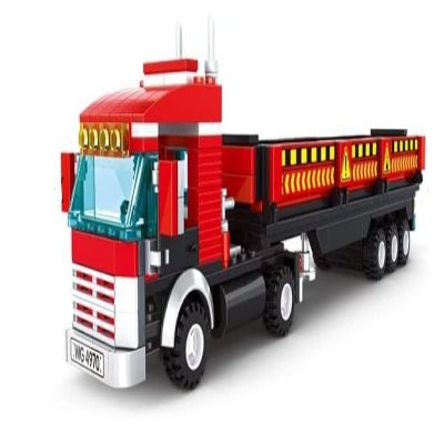 General Jim's Semi Truck and Trailer Transport Vehicle Red Heavy Duty Work Truck 323 Piece Modular Building Block Model Tractor Trailer Building Blocks Set - All Building Levels