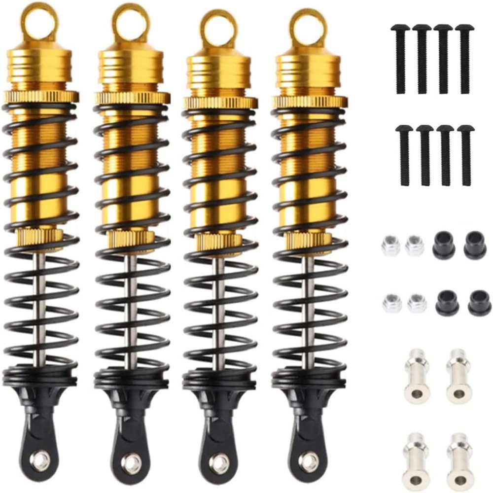 Aluminum 140mm rc shocks,Oil Adjustable RC Damper Set with Springs for 1/8 Rc Car Buggy Truck Hsp Hpi Losi Axial Upgraded Hop-Up Parts 4PCS/set(Yellow)