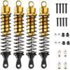 Aluminum 140mm rc shocks,Oil Adjustable RC Damper Set with Springs for 1/8 Rc Car Buggy Truck Hsp Hpi Losi Axial Upgraded Hop-Up Parts 4PCS/set(Yellow) view 1