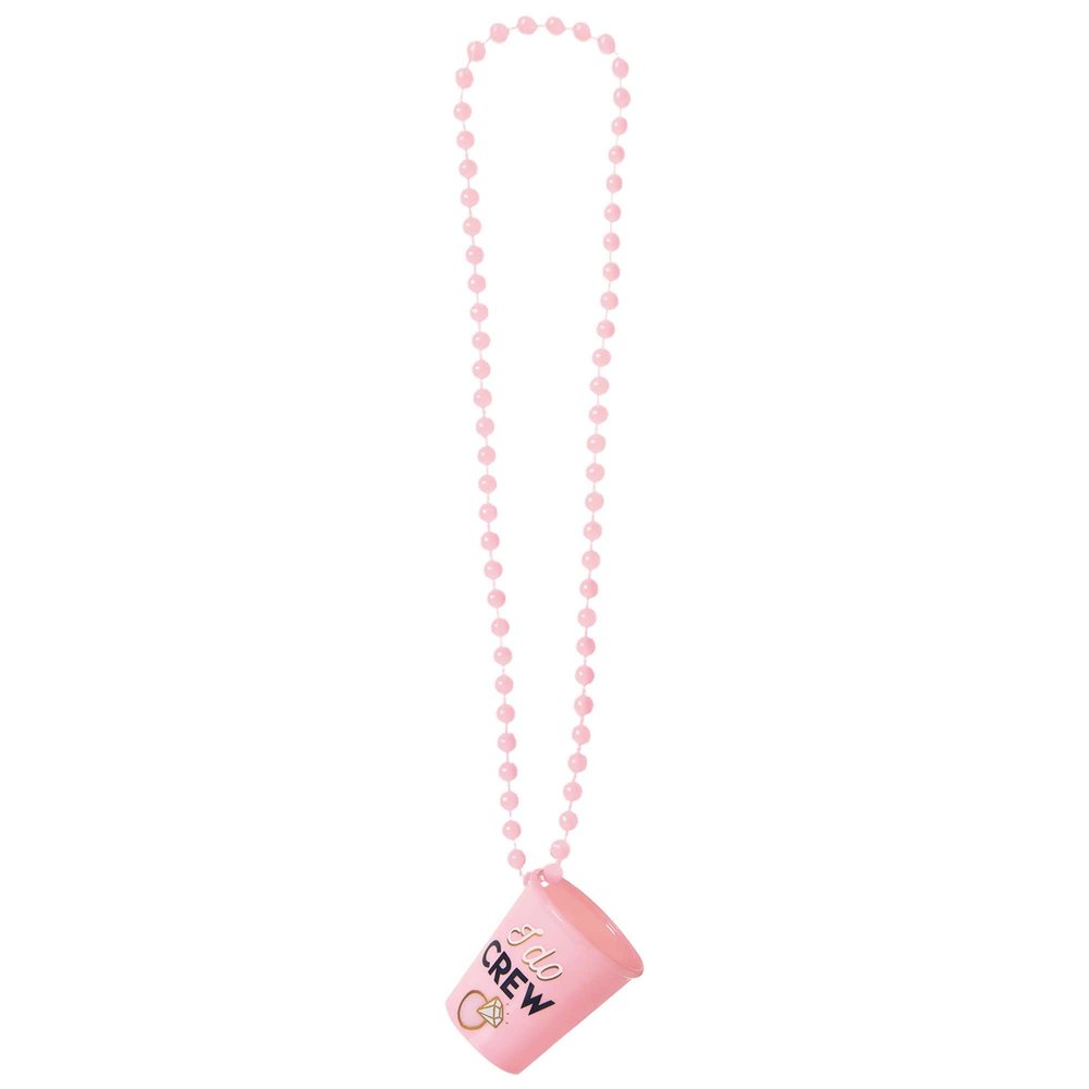 I Do Crew' Pink Shot Glass Necklaces (20"x 2") - Pack of 6 - Stylish Party Accessory, Perfect for Bachelorette Party Celebrations, Wedding Events, & Bridal Showers