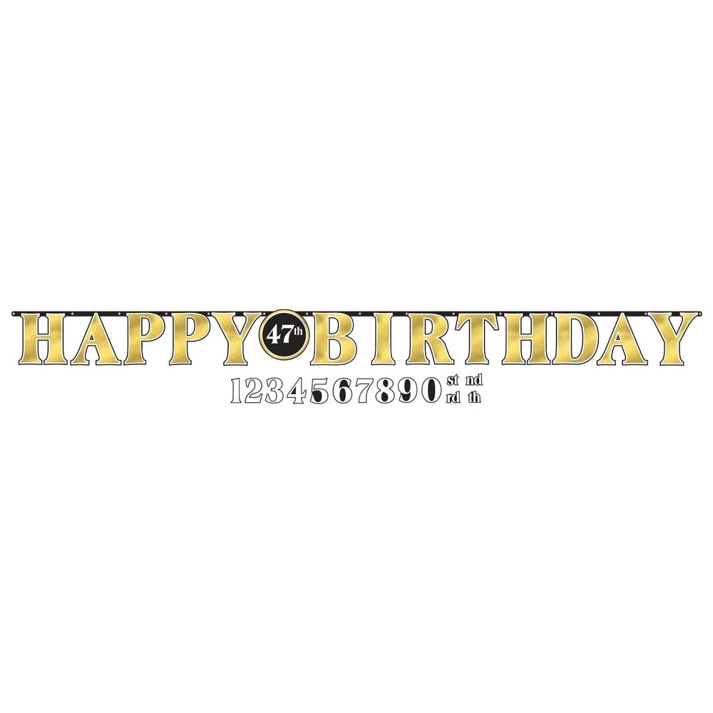 Better with Age Birthday Add-An-Age Gold Hot-Stamped Paper Letter Banner - 10.5' x 10" (Pack Of 1) - Elegant Celebration Decor