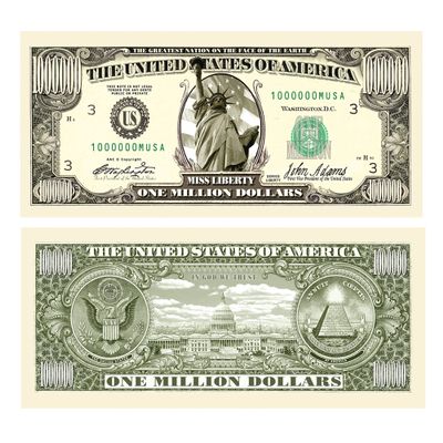 American Art Classics Pack of 50 - Traditional Million Dollar Bills - Not Real Currency