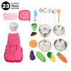 Hey! Play! Play Kitchen Accessories  23-Piece Child Chef Set with Toy Cookware, Play Veggies, Utensils, and Plastic Storage Container view 2