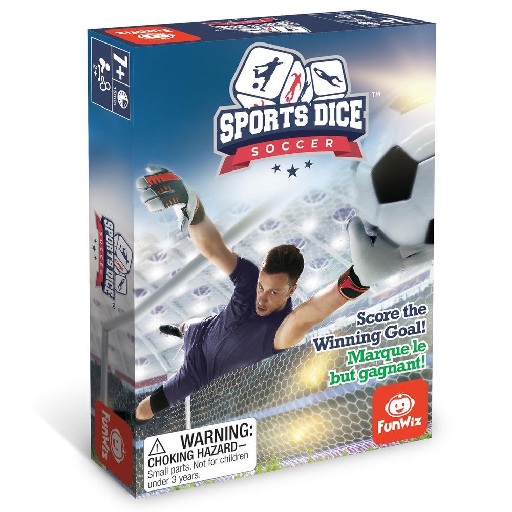 FoxMind Games: Sports Dice Soccer - Dice Board Game, Kick It Out of The Stadium, Easy to Learn & Fun to Play, 2 or 4 Players, Ages 7+