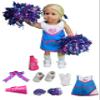 American Fashion World Pink and Blue Cheer Uniform for 18-inch Dolls| 6 Piece Set | Premium Quality & Trendy Design | Dolls Clothes | Outfit Fashions for Dolls for Popular Brands view 1