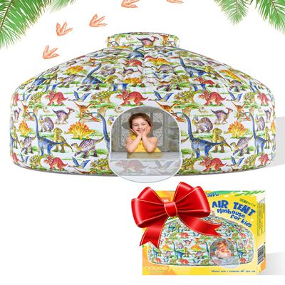 Skywin Dino Dome Dig Air Tent for Kids with Door (77 x 50) Builds in 30 Seconds, Toddler Tents Indoor for Imaginative Play, Kids Forts Indoor Playhouse, Christmas or Birthday Gift (Fan Not Incl)