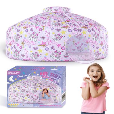 Skywin Fairy Fort Air Tent for Kids with Door (77 x 50) Builds in 30 Seconds, Toddler Tents Indoor for Imaginative Play, Kids Forts Indoor Playhouse,Christmas or Birthday Gift (Fan Not Included)