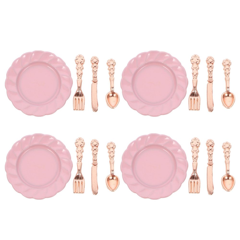 jojofuny 4 Sets Miniature Dollhouse Dish 1 12 Scale Miniature Plate Dollhouse Plate Dinner Set Simulation for Kitchen Accessories