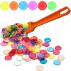 TCOINERY Bingo Chips Set-Magnetic Wand & 100 Counting Chips-6 Colors Transparent Plastic Markers for Family School Learning Game Zoom Bingo and Pokeno Nights view 1