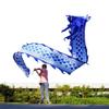5 Meters (16.4 FT) Blue Scale Dragon Silk-Like Flowy Spinning & Shaking Poi, Outdoor Flinging Fitness Dragon Dance Wu Long 3D Dragon Ribbon Streamer with Adjustable Fiberglass Handstick + Travel Bag! view 1