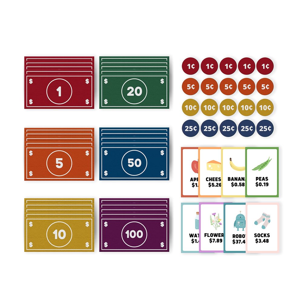 Good Ground Pretend Play Kids Felt Money Educational Montessori Toy Dollars Bills Coins Wallet Childrens Counting Set Toddlers STEM Gift Rainbow