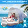 Goplus Inflatable Pool Float with Canopy, 71x71 Floating Lounge Island w/UPF50+ Retractable Removable Sunshade, 2 Built-in Cup Holders, Giant Raft Load 440LBS for 2-3 Person Lake River Pool view 2