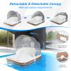 Goplus Inflatable Pool Float with Canopy, 71x71 Floating Lounge Island w/UPF50+ Retractable Removable Sunshade, 2 Built-in Cup Holders, Giant Raft Load 440LBS for 2-3 Person Lake River Pool view 4