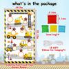Construction Truck Toss Game Banner with 4 Bean Bags Indoor Outdoor Excavator Throwing Theme Party Game Banner with 7 Score Holes for Adults Birthday Party Decorations Yellow view 2