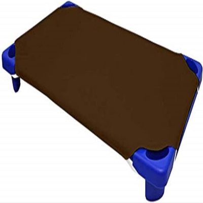 100% Cotton Standard Day-Care/Pre-School Cot Fitted Sheet with Elastic Straps, 400 TC Material for Child Care, Soft & Cool Toddler Nap Mattress Sheets, Pack of 12 - Chocolate Solid (22" W X 40" L)