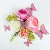14 PCS Flower Cake Toppers Butterfly Cake Decorations Happy Birthday Cake Toppers with Artificial Pink Rose Flowers Eucalyptus Butterflies for Birthday Wedding Supplies (Pink) view 4