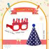 TaoBary 21 Pcs Birthday Party Hats Set for Kids Happy Birthday Glasses Paper Eyeglasses Frames Cone Hats for Christmas Party Decorations Photo Supplies view 2