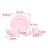 AMLESO Miniature Dollhouse Kitchen Accessories 1 6 Scale Dish Bowl Cups Set Birthday Gift Doll Houses Food Tray for Cooking Game Decoration, Pink view 2