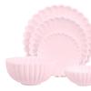 AMLESO Miniature Dollhouse Kitchen Accessories 1 6 Scale Dish Bowl Cups Set Birthday Gift Doll Houses Food Tray for Cooking Game Decoration, Pink view 3