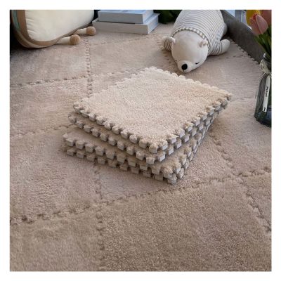 12"X12" Plush Interlocking Foam Mat, 6Mm Thick Foam Mat,Living Room Bedroom Carpet Tiles Area Rug Mat,Soft Puzzle Play Mat,Light Coffee,50Pcs