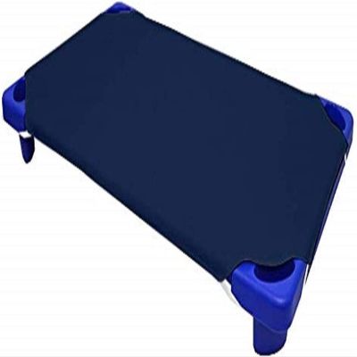 100% Cotton Standard Day-Care/Pre-School Cot Fitted Sheet with Elastic Straps, 400 TC Material for Child Care, Soft & Cool Toddler Nap Mattress Sheets, Pack of 12 - Navy Blue Solid (23" W X 52" L)