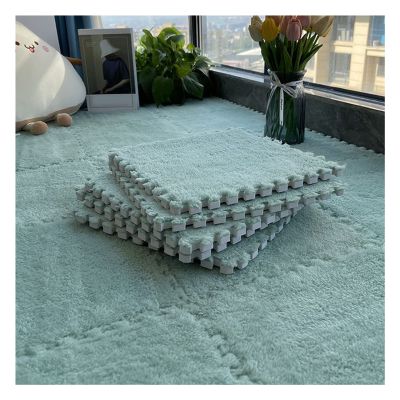 12"X12" Plush Interlocking Foam Mat, 6Mm Thick Foam Mat,Living Room Bedroom Carpet Tiles Area Rug Mat,Soft Puzzle Play Mat,Green,60Pcs