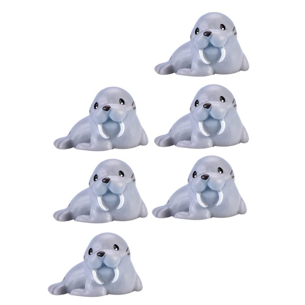 Toyvian Walrus Toys Sea Walrus Figures Aquatic Animal Toys Fish Collection Toy Animal Figures: 6Pcs
