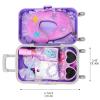 DONTNO 29 Pcs American Doll Clothes & Accessories, Cute Travel Play Set for 18 Inch Doll - Purple Clothes Suit, Unicorn Suitcase, Handbag, Lipstick, Camera, Sunglasses view 4