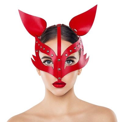 SIQITECHNO PU Halloween Cat Mask Half Face Animal Mask Adjustable Carnival Cosplay Party for Women Cosplay Prop Party Supplies