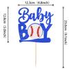 1 PCS Baseball Baby boy Cake Topper Glitter Gender Reveal Oh Baby Baseball Cake Pick for Baseball Sports Theme Baby Shower Kids Boys Birthday Party Cake Decorations Supplies view 2
