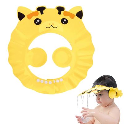 Baby Shower Cap with Earmuffs Foldable Anti-Reflux Cartoon Baby Shower Head Cap Adjustable Bathing Shower Protection Hat Soft Baby Bath Shampoo Cap Wash Shower Visor Hat for Toddler Children