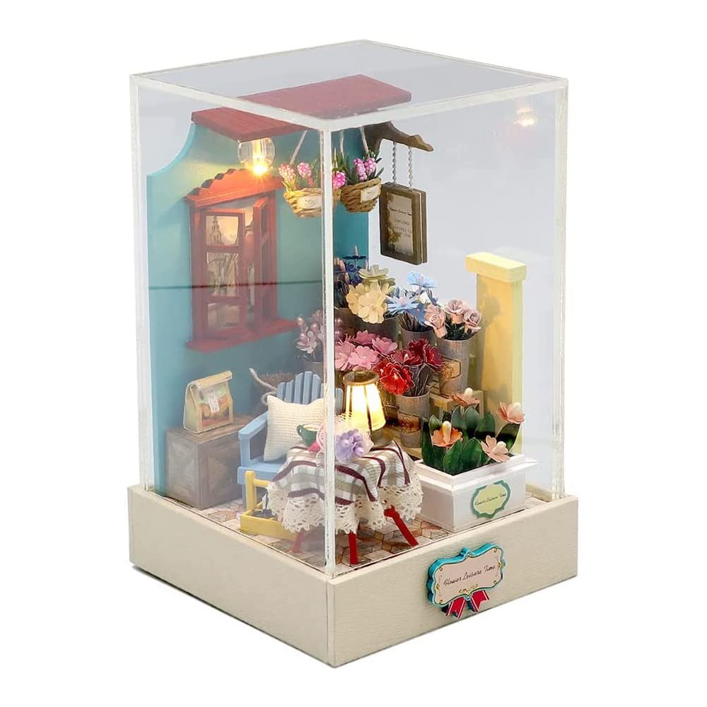 TOPBSFARNY Model Kits Shop Series Handmade Wooden House DIY Dollhouse Kit Surprise Birthday with LED Light and Furniture (S2202)