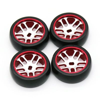 BAIJAC 4Pcs Metal Wheel Rim + Hard Drift Tire for Wltoys K969 K979 K989 P929 Mini-Z Q D 1/28 RC Car Upgrade Parts (Color : Red)