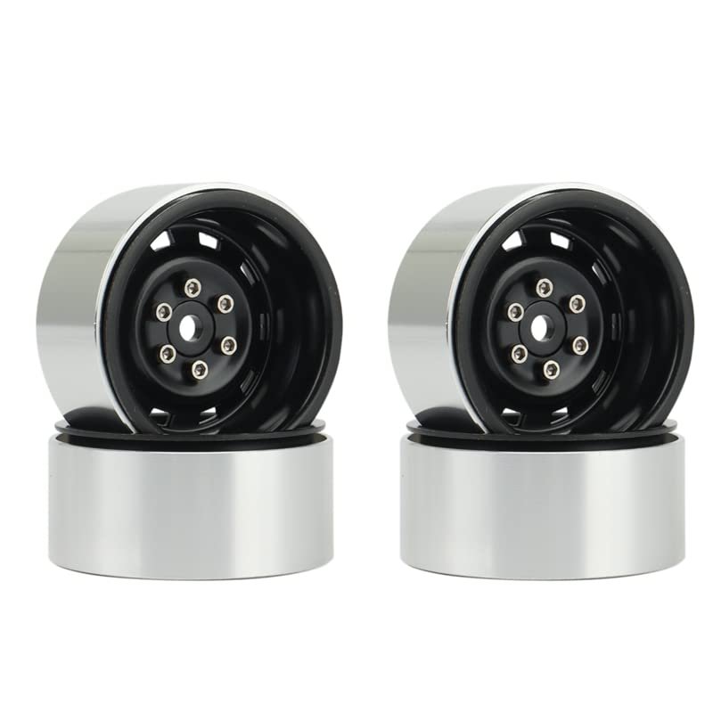 4PCS Rally 1.9 Metal Beadlock Wheel Hub Rim for 1/10 RC Crawler Axial SCX10 90046 AXI03007 Traxxas TRX4 RC4WD D90 ( Color : Black )