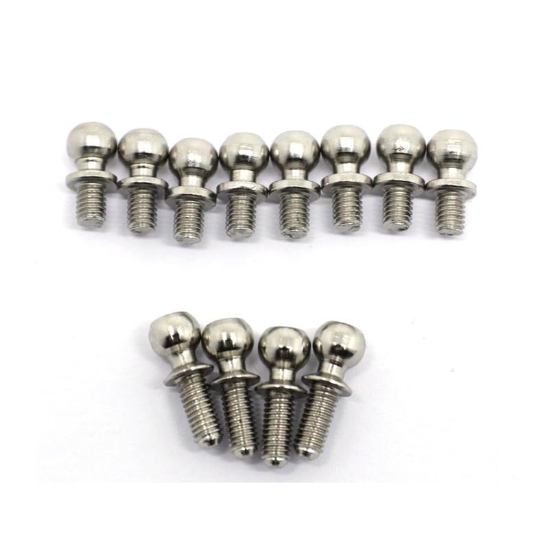 BAIJAC 12Pcs Metal M3 Hex Ball Head Screws for Wltoys 144001 144002 124016 124017 124018 124019 RC Car Spare Parts Accessories ( Color : Silver )