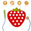 ECam 6 Pcs Lacing Toy for Toddlers, Wooden Threading Toys, Educational and Learning Montessori Activity for Baby and Kids, Fine Motor Skill Toys, Apple Pear Strawberry Watermelon Orange Pineapple view 4